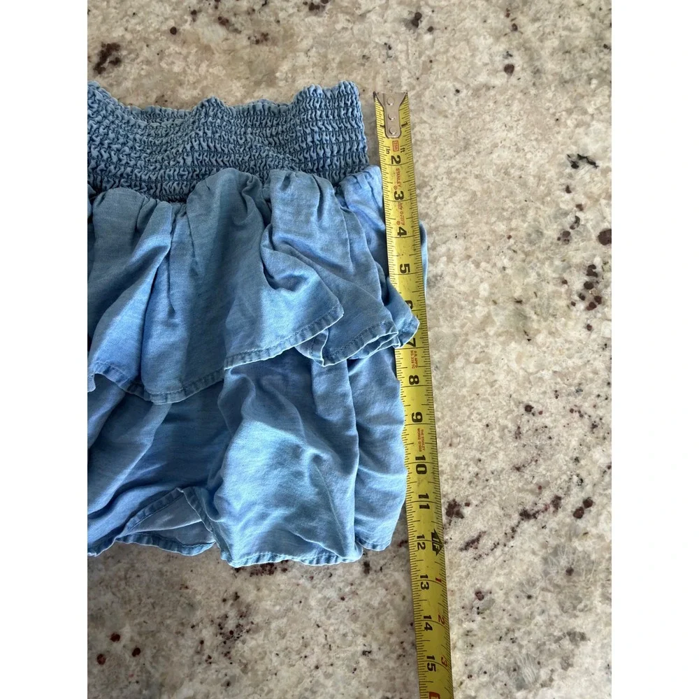 H&M Girls 8–10 Blue Lyocell Smocked Ruffle‎ Skirt